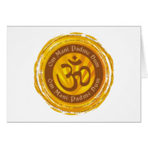 Mantra tibetano con el símbolo de Aum Felicitacion