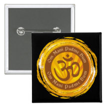 Mantra tibetano con el símbolo de Aum Pins