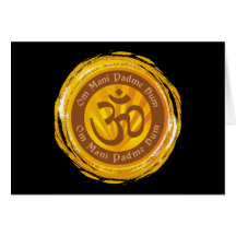Mantra tibetano con el símbolo de Aum Tarjetón