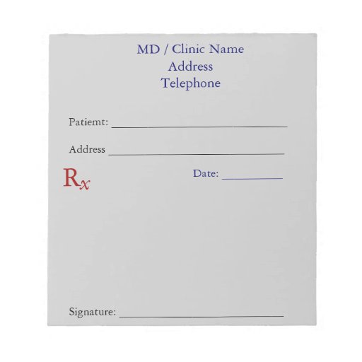 Manual Prescription Pads (Gray) Memo Notepad Zazzle