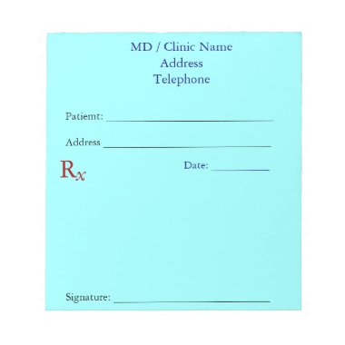Manual Prescription Pads (Light Blue) Note Pads