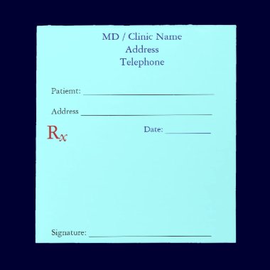 Manual Prescription Pads (Light Blue) notepads