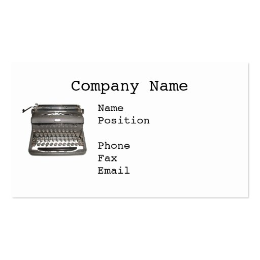 Manual Typewriter Business Cards (front side)