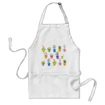 Many-coloured pots with flowers apron aprons