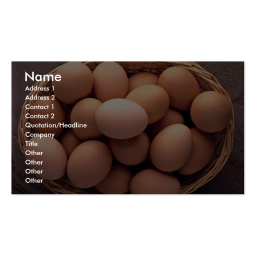 Many eggs in basket business card template (front side)