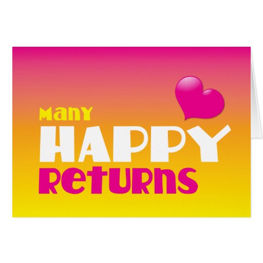 MANY HAPPY RETURNS Happy birthday card Zazzle