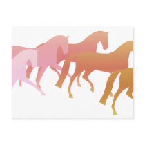 Many Horses (pink to rust) postcards by dogsandhorses Many Horses (pink to rust) postcards