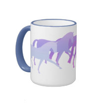 Many Horses (purples) mugs by dogsandhorses Many Horses (purples) mugs