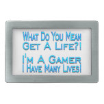 Many Lives Gamer Rectangular Belt Buckle