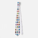 Many mini paintings on easels isolated on white tie