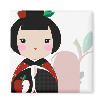 Manzanita Kokeshi Close Up Magnet magnets