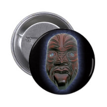 Maori Carved Mask - Button
