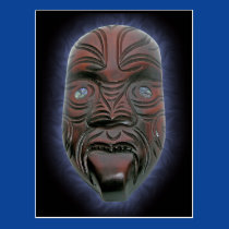 Maori Carved Mask - Postcard postcards