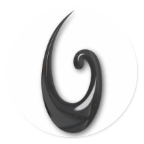 Maori-Fish Hook-obsidian Round Sticker