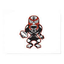 Maori Mask Rugby Player Running With Ball Fending Posters