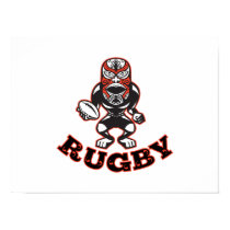 Maori Mask Rugby Player Running With Ball Fending Posters