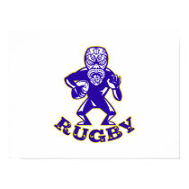 Maori Mask Rugby Player Running With Ball Fending Poster