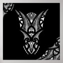 Maori tattoo artwork with koru design poster