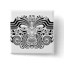 Maori Tattoo - Black and White Pinback Button