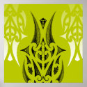 Maori tattoo design with feathers poster