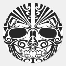 Maori Tattoo Mask Skull Sticker