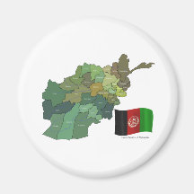 Map and Flag of Afghanistan Magnets