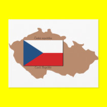Map and Flag of Czech Republic postcards