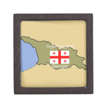 Map and Flag of Georgia Premium Jewelry Box
