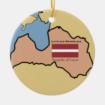 Map and flag of Latvia Christmas Tree Ornament