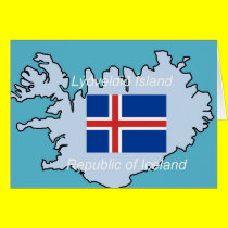Map and Flag of Republic of Iceland cards