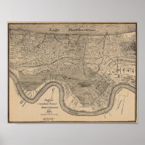 Map New Oleans 1849 Flood Print