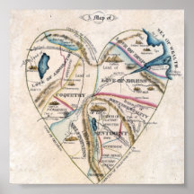 Map of a Womans Heart Print