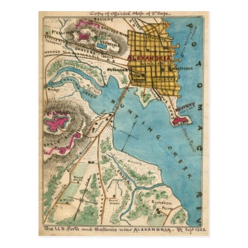 Map of Alexandria VA and Neighbor Cities Post Card