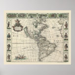 Map of America by Frederick de Wit 1660 Print