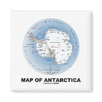 Map Of Antarctica (Geography) Fridge Magnets