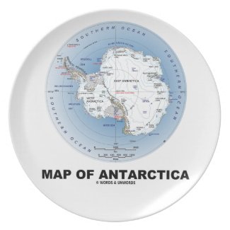 Map Of Antarctica (Geography) Party Plate