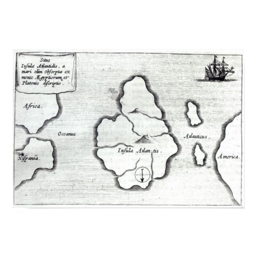 Map of Atlantis, from 'Mundus Subterraneus' print