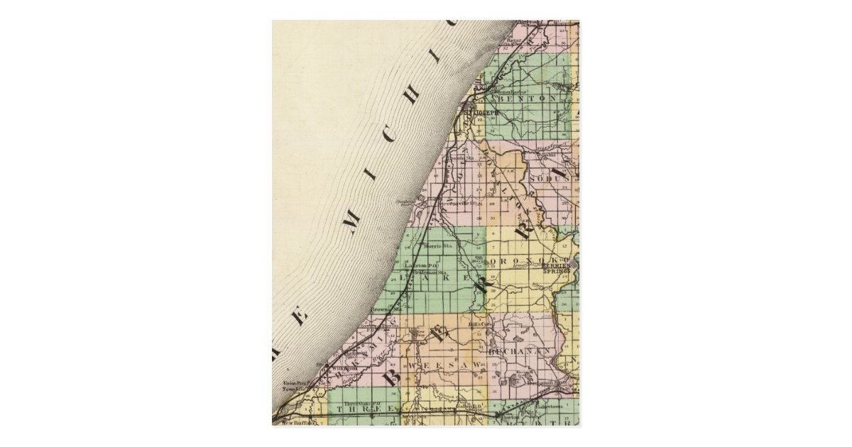 Map of Berrien County, Michigan Postcard Zazzle