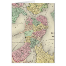 Map Of Boston And Adjacent Cities Greeting Cards