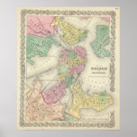 Map Of Boston And Adjacent Cities posters