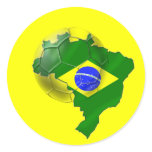 Map of Brazil flag Soccer  ball tees and gifts stickers