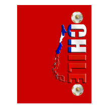 Map of Chile 2010 Chilean flag and soccer ball art Post Cards