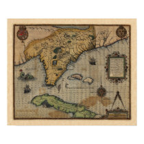 Map of Florida and the Caribbean (1588) posters