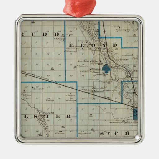 Map of Floyd County, State of Iowa Ornaments