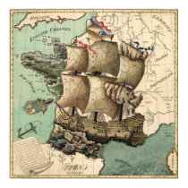 Map of France as a Ship (1796) posters