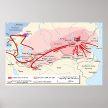 Map of Genghis Khan Empire in the 13th Century Posters