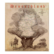 Map of Germany. Style of an old engraving. posters