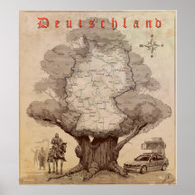 Map of Germany. Style of an old engraving. Print