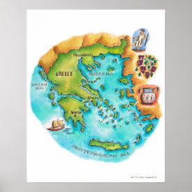 Map of Greece Isles Posters