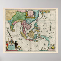 Map of India and Far East, 1642 Map Print